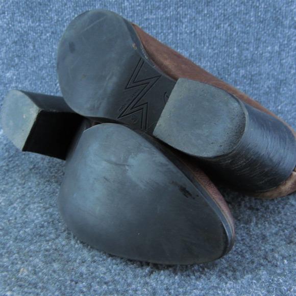 Eric Michael Brown Leather Ankle Boots Women 40 Side Zip Block Heel - Picture 9 of 9